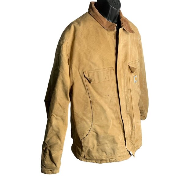 Vintage 90s Carhartt Work Jacket 3XL Brown Duck Canvas Arctic Quilt Lined Zip - Picture 4 of 9